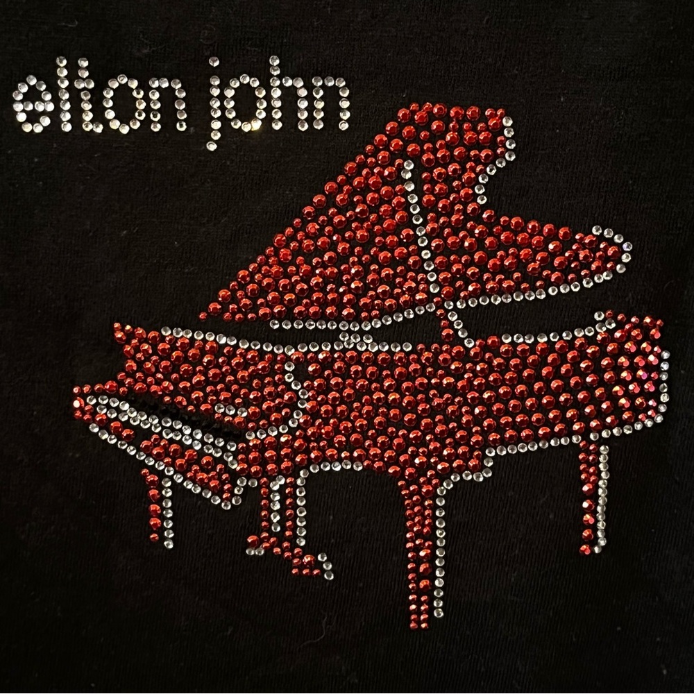 Rare 2008 Elton John Rhinestone Tee Shirt The Red Piano Caesar’s Palace Vegas T